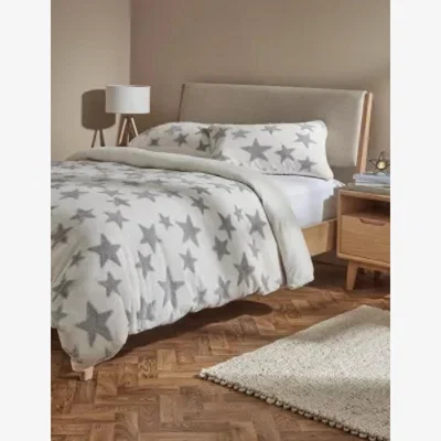 Marks & Spencer M&S Fleece Star Bedding Set - 6FT - Cream, Cream