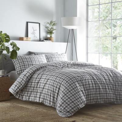 The Range Gingham Grey Single Duvet Set - Grey / Superking