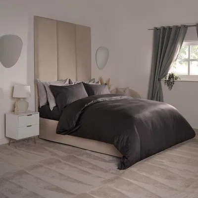The Range 400TC Soft Cotton Duvet Cover Pillowcase Bedding Set - Charcoal Grey / King