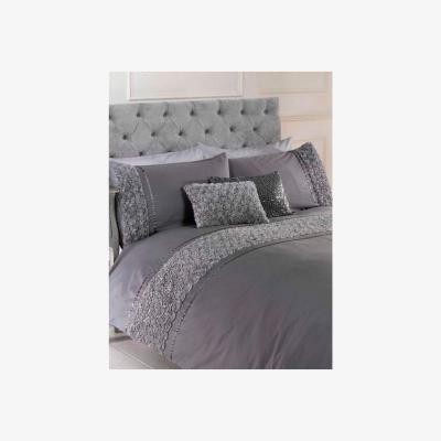 The Range Limoges Rose Ruffle Duvet Cover Set - Grey / Superking