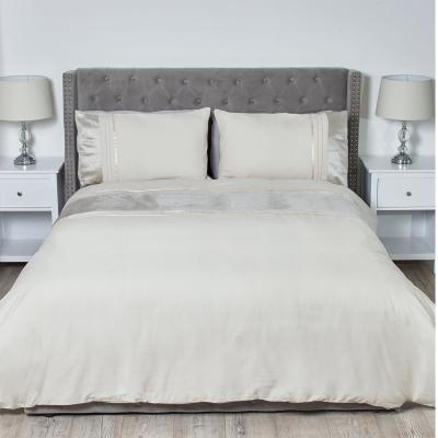 The Range Metallic Velvet Panel Duvet Cover and Pillowcase Set - Gold / Superking