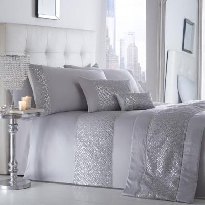 The Range Shimmer Silver Duvet Cover and Pillowcase Set - Silver / Super King