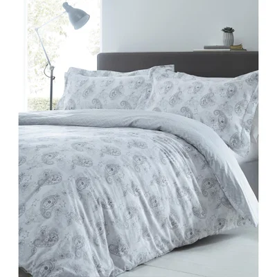 The Range Hestia Duvet Cover and Pillowcase Set - Silver / Superking