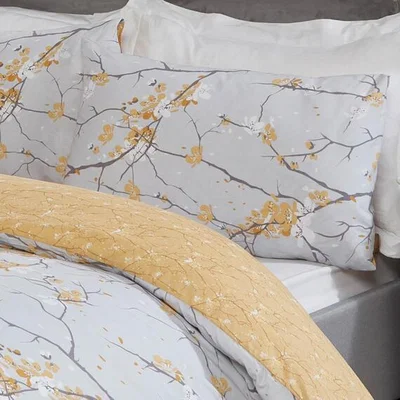 The Range Dreamscene Spring Blossoms Print Duvet Cover Bedding Set - Yellow / Super King