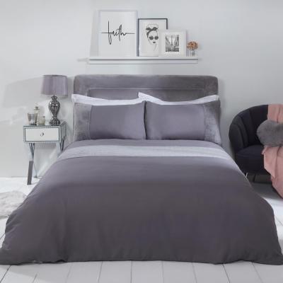 The Range Sienna Teddy Sparkle Panel Duvet Cover Bedding Set - Silver / Super King