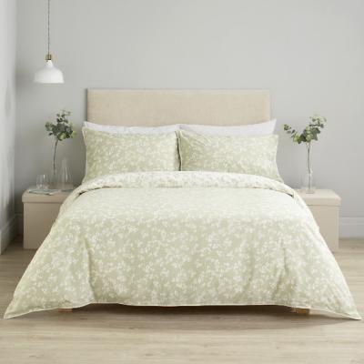 The Range Aspen 200 Thread Count Duvet Cover and Pillowcase Set - Sage / Super King