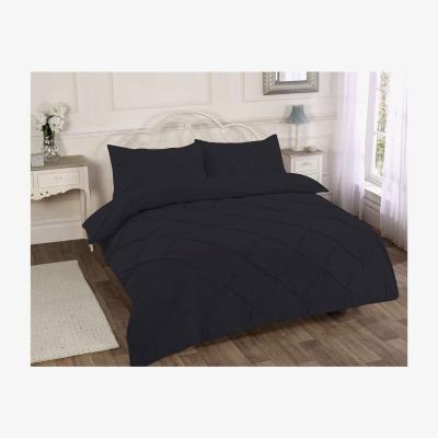 The Range Diamond Pintuck Blamoral Duvet Cover Bedding Set - Black / Superking