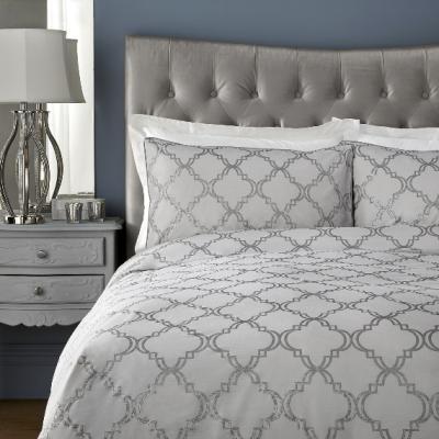 The Range Arielle 200 Thread Count Duvet Cover and Pillowcase Set - Grey / Super King