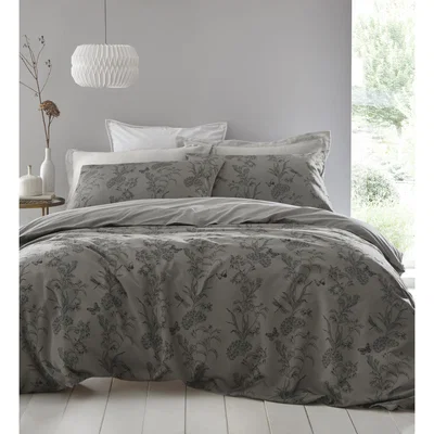 The Range Arboretum Duvet Cover and Pillowcase Set - Pewter / Superking