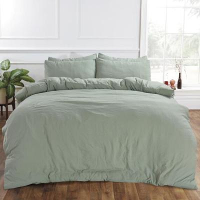 The Range Brentfords Washed Linen Look Duvet Cover Set with Pillowcases - Sage Green / Super King
