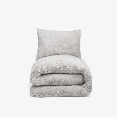The Range Brentfords Sherpa Fleece Reverse Duvet Cover Bedding Set - Silver / Super King