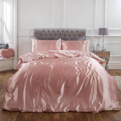 The Range Sienna Plain Satin Duvet Cover Bedding Set - Pink / Super King