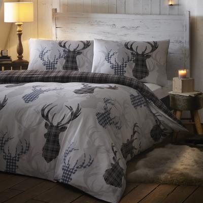 The Range Tartan Stag Duvet Set - Grey / Superking / 1.6kg