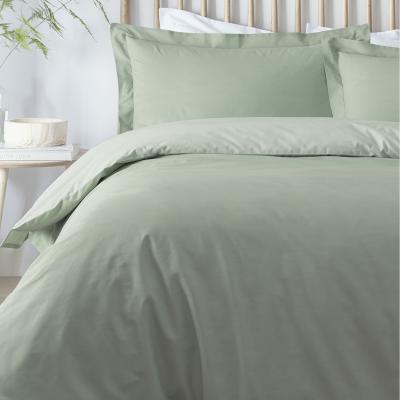 The Range Percale Plain Dyed 200 Thread Count Duvet Cover and Pillowcase Set - Green / Superking