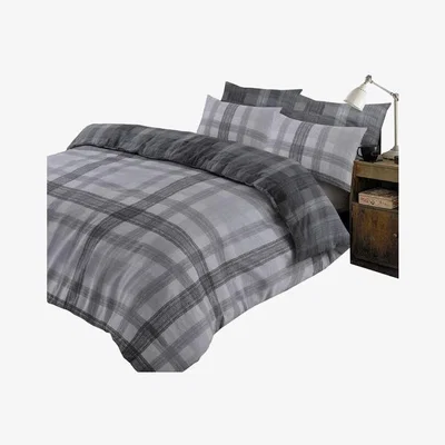 The Range Dreamscene Boston Brushed Cotton Duvet Cover Bedding Set - Grey / Super King