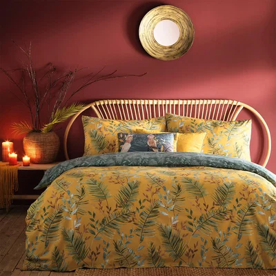 The Range Jungle Palm Duvet Cover Set - Mustard / Superking