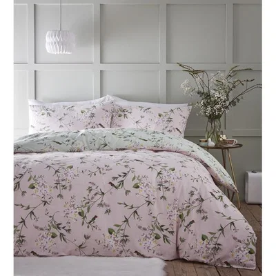 The Range Hummingbird Duvet Cover and Pillowcase Set - Pink / Superking
