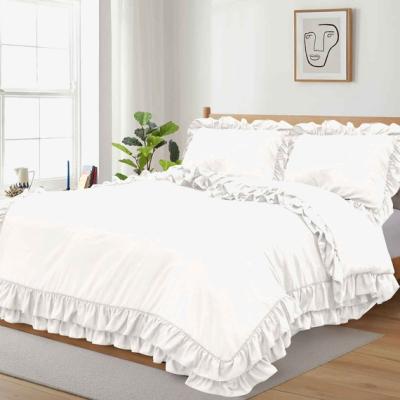 The Range Ruffled Borders Duvet Cover Set - White / Superking