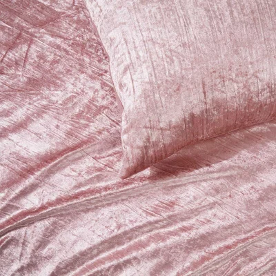 The Range Sienna Valencia Crinkle Velvet Duvet Cover Bedding Set - Pink / Super King