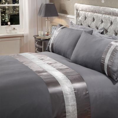 The Range Sienna Diamante Duvet Cover Bedding Bedding Set - Silver / Super King
