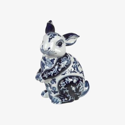 Amara Porcelain Piggy Bank - Blue/White
