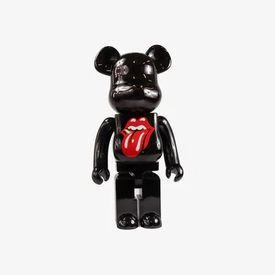 Amara 1000% Bearbrick The Rolling Stones Lips & Tongue - Black Chrome