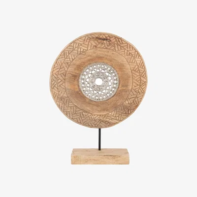 Amara Carved Mango Wood Disc Object