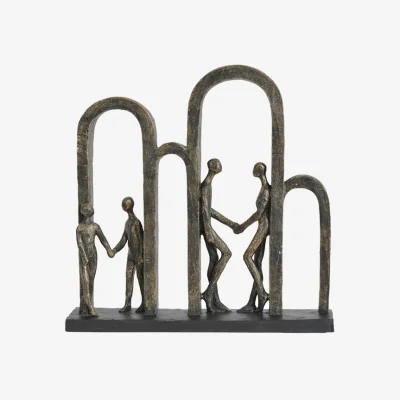 Arighi Bianchi Antique Bronze Family In Arches Sculpture Large