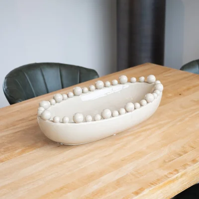 Arighi Bianchi Oval Ceramic Bobble Bowl, Cream