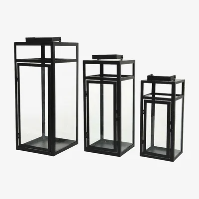 Barker and Stonehouse Set of 3 Black Lanterns | Barker & Stonehouse