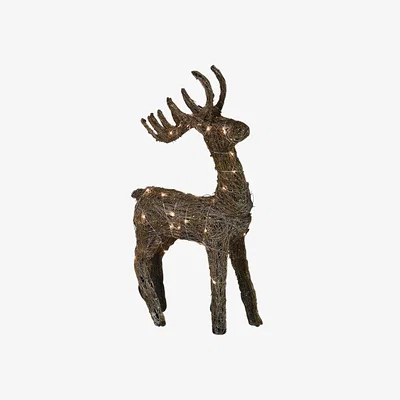 Barker and Stonehouse Large Lit Rattan Reindeer, Gold | Barker & Stonehouse