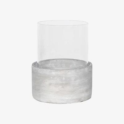 Barker and Stonehouse Large Glass Cement Hurricane, Grey | Barker & Stonehouse