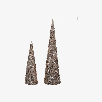 Barker and Stonehouse Set of 2 Lit Gold Sequin Trees | Barker & Stonehouse