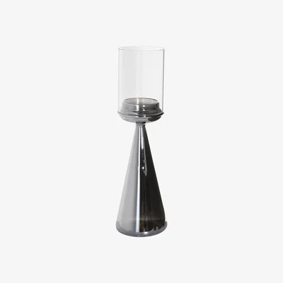 Barker and Stonehouse Smoke Glass Candleholder, Silver | Barker & Stonehouse