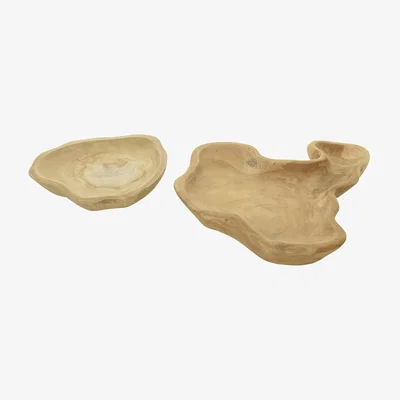 Barker and Stonehouse Set of 2 Wooden Bowls, Brown | Barker & Stonehouse
