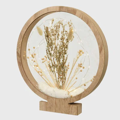 Barker and Stonehouse LED Framed Dried Flower Decoration, Neutral | Barker & Stonehouse