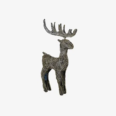 Barker and Stonehouse Lit Rattan Reindeer, Gold | Barker & Stonehouse