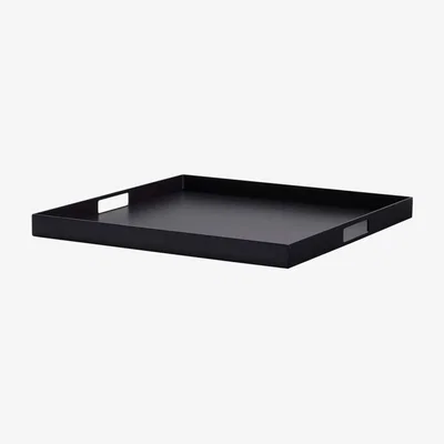 Barker and Stonehouse Cane Line Club Tray 58cm Dia, Black | Barker & Stonehouse