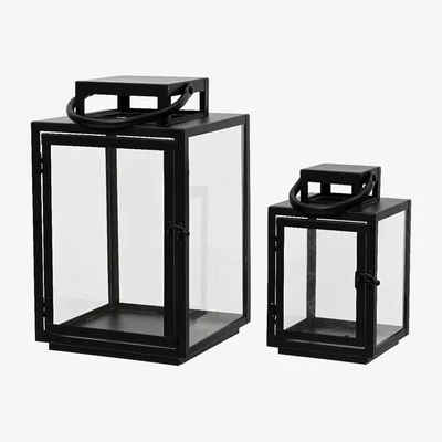 Barker and Stonehouse Set of 2 Black Lanterns | Barker & Stonehouse