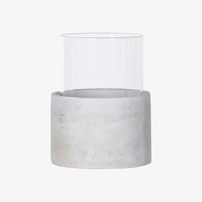 Barker and Stonehouse Round Glasss/Cement Hurricane, Grey | Barker & Stonehouse