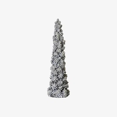 Barker and Stonehouse Large Frosted Pinecone Tree, Grey Polyresin | Barker & Stonehouse