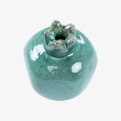 Casa by JJ Handpainted Small Ceramic Pomegranates set of 2 Green and white