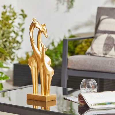 Dunelm Resin Giraffe Family Ornament Gold