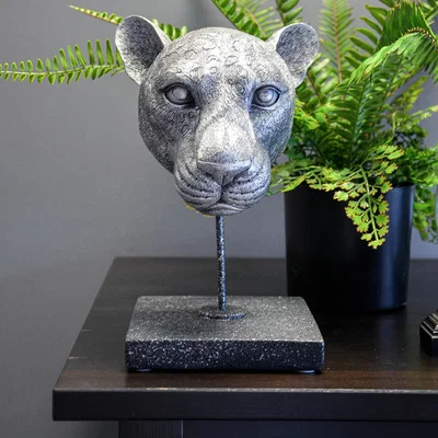 Dunelm Silver Leopard Head Figurine Silver