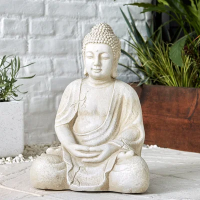 Dunelm Fibre Clay Cream Sitting Buddha Cream