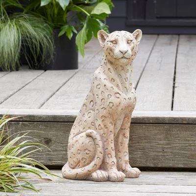 Dunelm Resin Leopard Garden Ornament Brown