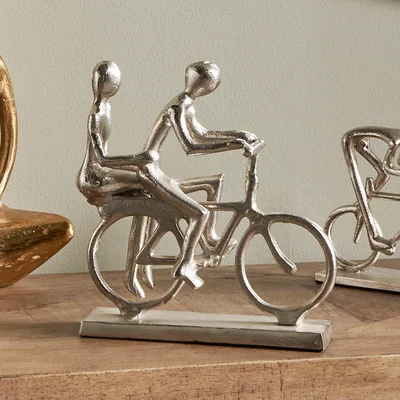 Dunelm Double Cyclist Silver Ornament Silver