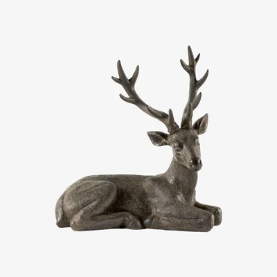 Dunelm Rustic Ramble Sitting Stag Ornament Brown