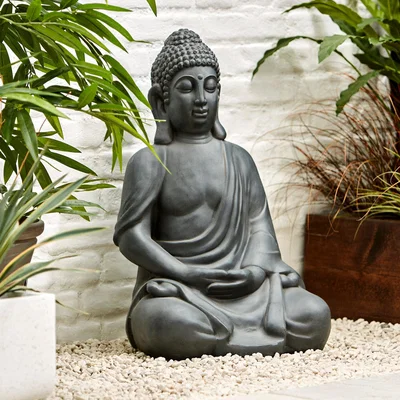 Dunelm Fibre Clay Buddha Ornament Grey