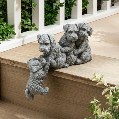 Dunelm 4 Schnauzer Garden Décor Grey